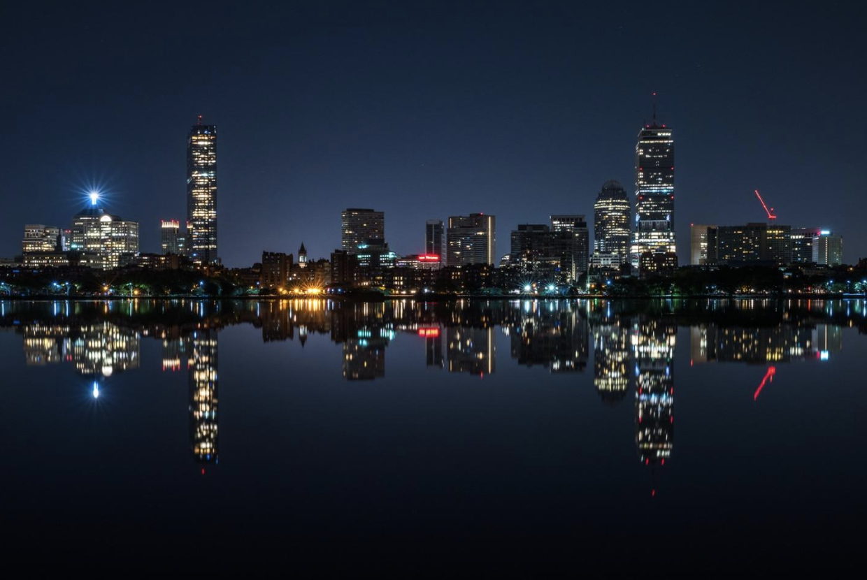 Boston skyline at night